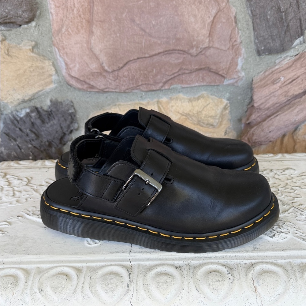 Dr. Martens Black Leather Mules